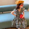 Summer Girl Floral Dress Holiday Fancy Princess Dresses For Girls Flying Sleeve Children'S Clothing Baby Kids Clothes 210625