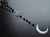 Hanger Kettingen Lange Gotische Crescent Moon Pentagram Ketting.Spirit Rozenkrans Ketting Wicca Pagan Black Beads Charm Sieraden