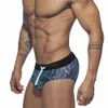 Män badkläder sexiga badstammar trängor låg midja mens blad badstam kort man baddräkt strandkläder strand bikini surfing shorts 220112