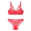 NXY ensemble sexy soutien-gorge ensemble sous-vêtements Sexy femmes transparentes évider cils dentelle décoration Lingerie à armatures femmes chanceux rouge 1129