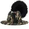 Simple Top Men and Women Big Bruined Hat Mode Flat-Branden Fedora Hat Spring Nieuwe Camouflage Wollen Jazz Hoeden