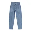 Vintage Rechte Hoge Taille Jeans Vrouwen Koreaanse Stijl Herfst Casual Blauw Wassen Streetwear Boyfriend Denim Broek Broek 210417