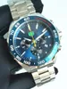 Armbandsur Mens Quartz Watch Blue Sports Style High-End Racer Chronograph All rostfritt stål Klocka Vattentät lysande anpassad L298Q