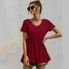 Zomer T-shirt voor Womens Top Casual V-hals korte mouwen All-match Baby Doll T-shirt Damesmode kleding 210508