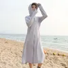 Breite Krempeln Hüte Frauen sonnensichere Kleidung mit Kapuze Anti-UV-Sonne Hut Sommer Sonnenschutzmützen Langer Tops Strand Outdoor Hemd Cover EloB22