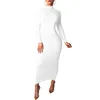 Mais Veludo Turtleneck Long Sexy Bodycon Y2K vestidos femininos para o ano de manga de Natal Outono vestido de inverno quente 210510