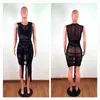 Sexy Sheer Mesh See Through Sleeveless Night Party Club Mini Dress Women Casual Solid Bandage Summer Beach Dresses Basic