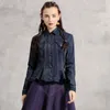 Johnature Vintage Denim Mantel Frauen Kleidung Herbst Umlegekragen Asymmetrische Länge Einreiher Frauen Jacke 210521