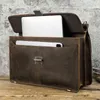 CONTACT'S Vintage Men's Briefcase Crazy Horse Leather Business Laptop Bag for 16 inch Large Capacity Shoulder Messenger Bags 220124