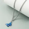 4pcs High-quality Fashion Color Butterfly Alloy Dripping Oil Spell Temperament Hip-hop Clavicle Necklace Chains