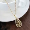 Kinel Fashion Ethnic Bride Wedding Jewelry Natural Zircon 585 Rose Gold Hollow Carved Pattern Neckalce For Women