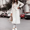 Kış Zarif Uzun Kollu Ceket Kadınlar Için Işık Tan Ofis Bayan Palto Artı Boyutu Rüzgar Geçirmez Yün Ceket Moda Rüzgarlık 210915