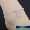 Летний пляж сердца ноги anklet мода горный хрусталь цепной браслет полный алмазный браслет браслет сексуальный босиком сандалии для леди ювелирные изделия