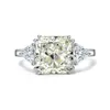 花カット4ct Moissaniteダイヤモンドリング100％オリジナル925スターリングシルバーウェディングバンドリング女性男性エンゲージジュエリー