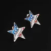 New Fashion Bandiera americana Stella Cuore Orecchini a forma di cristallo Pentacolo Ragazza Patriot Ear Studs Brincos Bijoux Regalo Q0709