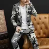 2 stks heren camouflage witte revers kraag one knop jas pakken blazer broek lange broek slim fit cowboy 3 kleuren jongens 2021 x0909