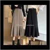 Womens Clothing Apparel Drop Delivery 2021 High Waist Fashion Mermaid Long Skirts Office Work Style Black & Khaki Size S M L Lady Spring Skir