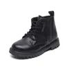 autumn and winter boys short boots children genuine leather and cashmere Martin boots girls cotton boots 210713