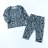 Весна осень детские мальчики для девочек одежда Pajamas набор 6 м-6Т детская одежда детская напечатанная леопардовая ночная одежда лучевая хлопчатобумажная девушка вечернее платье