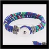 Droga de charme 2021 Cordas de algodão multicolor Bohemian Bracelets Sier Color Ethnic Wrap Noosa Snap Button Jóias Mulheres AESSORIAS