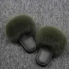 New Real Fur New Slippers Women Fur Home Fluffy Sliders Plush Furry Summer Flats Cut Ladies Shoes Large Hot Selling Q0508