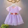 Criança bebê crianças menina vestido ruched laço floral tulle vestido princesa vestidos bebê menina roupa bebê traje bebes # 55 q0716