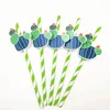 Biodegradable paper straws environmentally friendly color disposable DIY cactus juice straw birthday party wedding decoration supplies