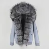 Dames bont dames faux oftbuy 2023 waterdichte bomber parka winter jas vrouwen echte jas natuurlijke kraagkap warm streetwear