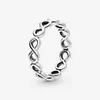 Fine jewelry Autentico anello in argento sterling 925 Fit Pandora Charm Simple Infinity Band Engagement Fedi nuziali fai da te