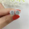 Stud 8MM Round Stone Earrings Luxury Girl White Zircon For Women Wedding Jewelry Rose Gold Silver Color Crystal Earring7121256