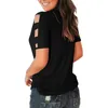 Camisas informales para mujer, blusas de manga corta, recortadas, hombros descubiertos, camisetas sexis con escote en V profundo