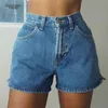 Мода джинсовые шорты тонкие винтажные высокие талии женские женские повседневные лето 210724