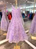 Vloeibare pailletten Meisje Pageant Jurken 2022 Ronde hals A-Lijn Preteen Formal Event Draag jurken Kant-Up Back Sky-Blue Lilac Ivory Fonkelende Shining Flower Girls Teen