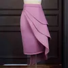 女性のためのスタイリッシュなハイウエストの鉛筆スカートのためのラッフルパッケージの腰のパーティーセクシーな祝う上品なエレガントなオフィスの女性控えめなスリムファッション210527
