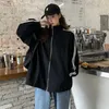 Autumn coat female Harajuku vintage BF Preppy Style Korean fashion loose long-sleeved stand collar simple casual women jacket 210608