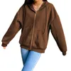 Women Casual Hooded Sweater Fashion Zip Up Cardigan Streetwear Large Pockets Loose Fleece Jacket Jumper Women's Hoodies & Sweatshirts