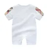 Ubrania dla niemowląt Plaid Bow Romper Body Outfit Bawełna Noworodka Letnia Krótki Rękaw Pajacyki Designer Designer Krajowy Kombinezony