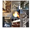 Moderne Crystal Glass Ball LED Hanglampen Indoor Kroonluchters Barmaturen Meerdere Traplampen Bar Opknoping Lamp voor Hotel Villa Duplexwoning