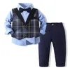 Blazers enfants garçon Gentleman ensemble de vêtements chemise à manches longues + gilet + pantalon tenues pour tout-petits pour robe de soirée de mariage