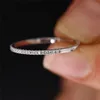 ELSIEUNEE 100% 925 Sterling Silver Thin Round Simulated Moissanite Zircon Rings Simple Wedding Engagement Finger Fine Jewelry