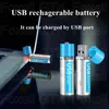 شحن سريع بطارية USB مصغرة 1200mAh AA بطارية ليثيوم أيون قابلة للشحن مع مؤشر الطاقة LED لماك ماكينة حلاقة كهربائية لاسلكية