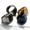 Chevalières en acier inoxydable Chunky musulman moindre Bairam étoile et lune bague bande or bleu noir pour hommes bijoux de mode Will and Sandy