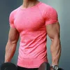 Męskie Szybkie Dry Fitness Tees Outdoor Sport Running Wspinaczka Krótkie Rękawy Solidne Koszula Rajstopy Bodybuilding Topy Mężczyźni Pod SK 210714