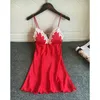 Bayanlar Seksi Gecelik Ipek V Yaka Çiçek Pijama Lingerie Babydoll Nightgown Mini Kolsuz Kadınlar Sleepshirt Yastıklı Sutyen ile 210518