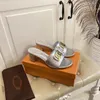 Boutique women's slippers fashion summer beach thick heel leather sandals chain buckle wedding shoes delivery box large 35-42