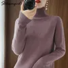 Streamgirl Winter Sweater Women Turtleneck Pullovers Solid Knitted Tops White s For Spring Blue 210914