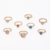 S2585 Fashion Jewelry Opal Champagne Multi-color Rhinstone Ring Set Knuckle Rings 8pcs/set