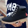 Coturno Black High Top Mens Botki Skórzane Zimowe Snow Męskie Wodoodporne Z Utrzymać Ciepłe Drewno Bot Botki Buty Lądowe 211023