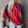 High Street Vrouwen T-shirts Batwing Mouw Losse Tee Zomer Strand Casual Top Lange Mouw Diepe V-hals Tie-Dye T-shirt Big Size 5XL Y0629