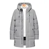 Homens inverno quente espesso cor sólida cor parka casaco impermeável jaqueta com capuz outono moda casual 211104
